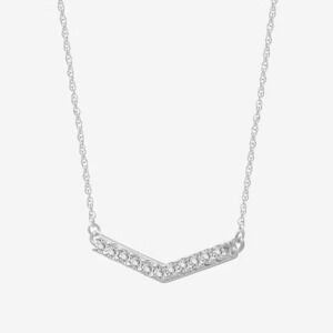 CHRISTMAS GIFT Diamond Birthstone Sterling Silver 18 Inch Chevron Necklace